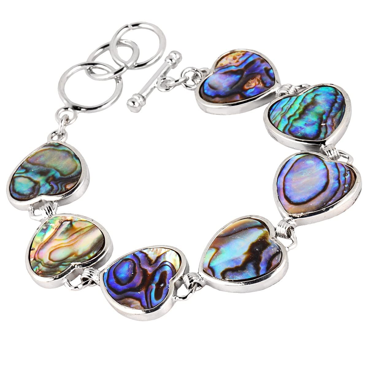 Nupuyai Handmade Paua/Abalone Shell Bracelet Jewelry for Women Men, Adjustable Natural Shell Bracelet Bangle