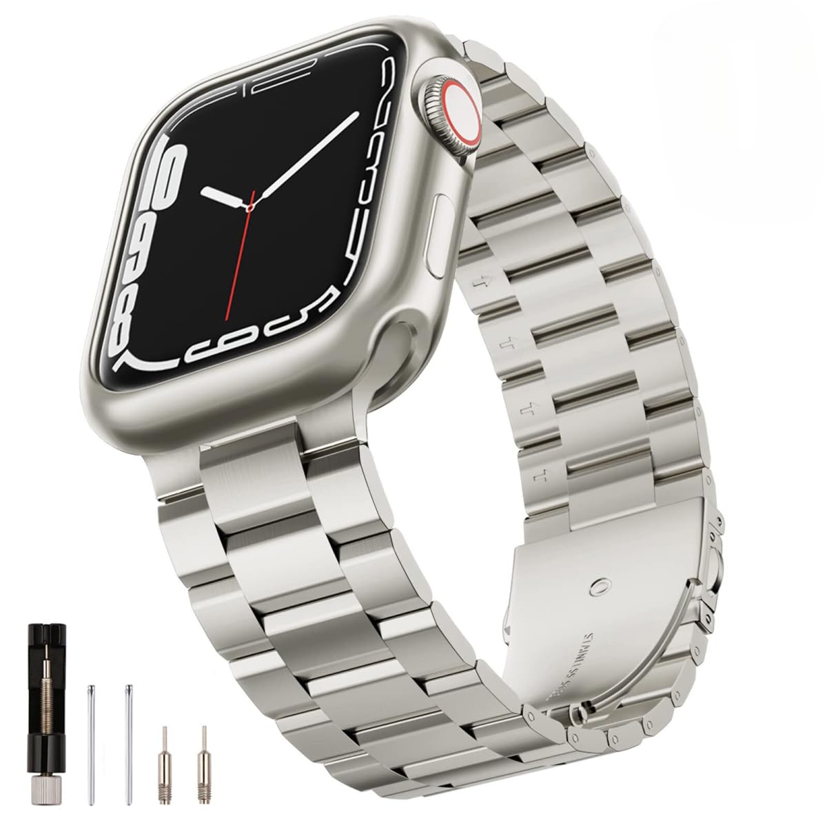 VEMIGON Compatible with Apple Watch Straps 49mm 45mm 44mm 42mm 41mm 40mm 38mm, Stainless Steel Metal Replacement Band for iWatch Ultra2/Ultra Series 9/8/7/6/5/4/3/2/1/SE/SE2