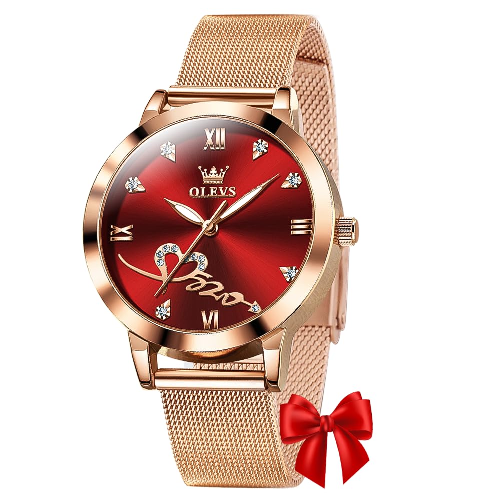 OLEVS Women Watch Fashion Rose Gold Diamond Analog Quartz Female Watch for Women Luxury Dress Ladies Stainless Steel Luminous Waterproof Date Wrist Watches