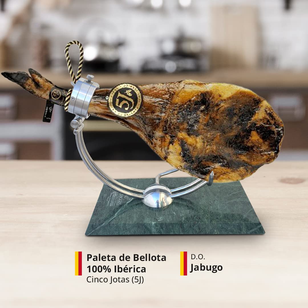 Paleta Cinco Jotas 5J de Bellota Pata Negra - Paletilla Entera 100% Ibérica de Jabugo - Más de 24 Meses de Curación - DO Jabugo - Peso 4,5Kg-5Kg - Jamonarium