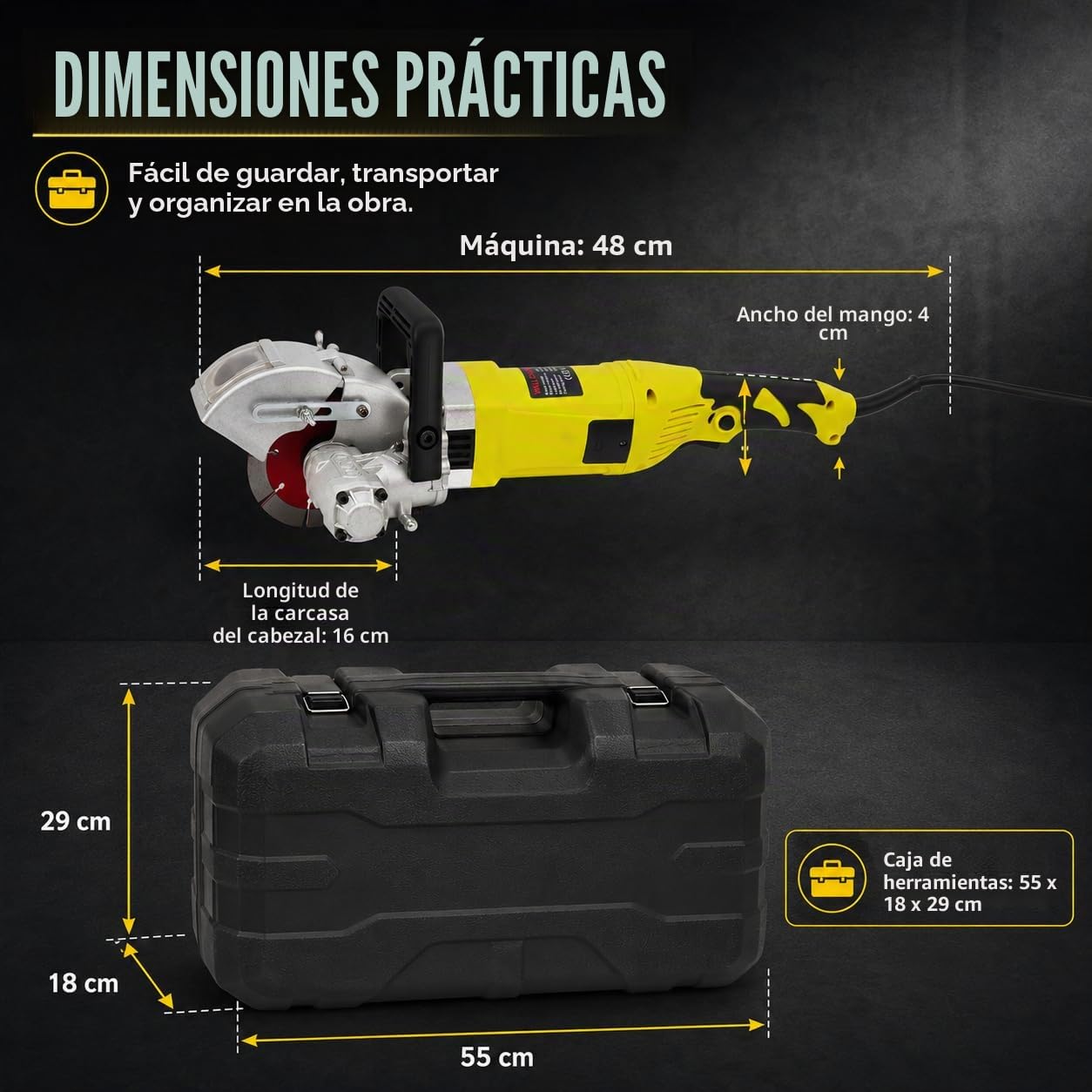Ranuradora de Hormigón, Fresadora de Pared Eléctrica 4000 W Ranuradora de Pared 6000 RPM con 5 Hojas de Sierra Fresadora de Ranuras - 37 mm de Profundidad - 33 mm de Ancho