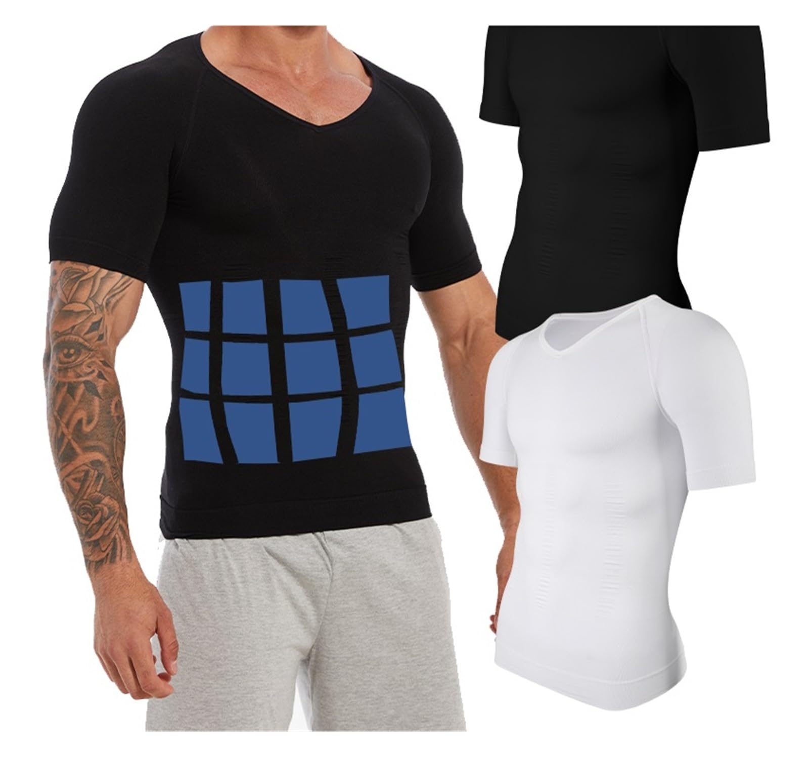Camiseta Faja Hombre Camisa de compresión Adelgazante for Hombre, Moldeador de Cuerpo, Camiseta Interior con Cuello en V