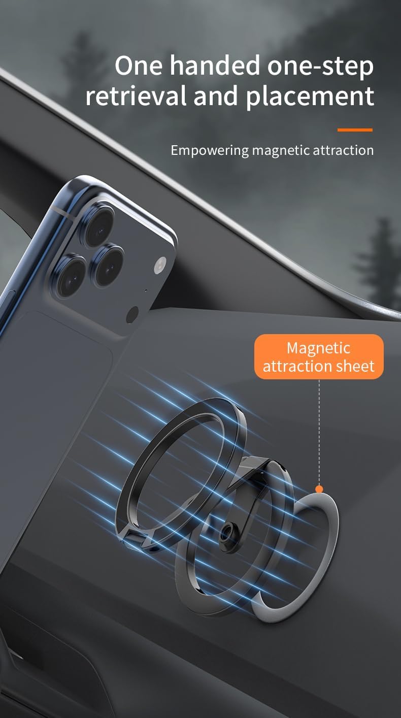 YUHAOS Magnetic Phone Stand, Foldable Double-Sided Cell Phone Holder for Desk, Compatible with iPhone 17 16 15 14 13 12 Pro Max Samsung Galaxy, Zinc Alloy Compact Stand