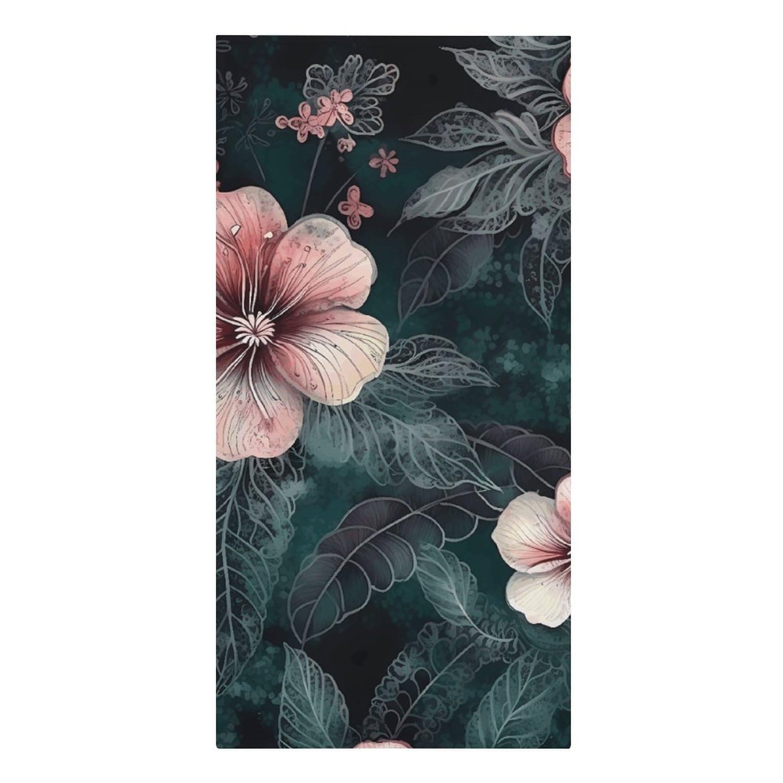 QMNLKH Green Leaves and Flowers Beach Towel for Women, Large Microfiber Pool Towel for Men, Absorbent Swim Towels for Home, Lightweight Bath Towels for Camping, Yoga, 30.3"x61.4"