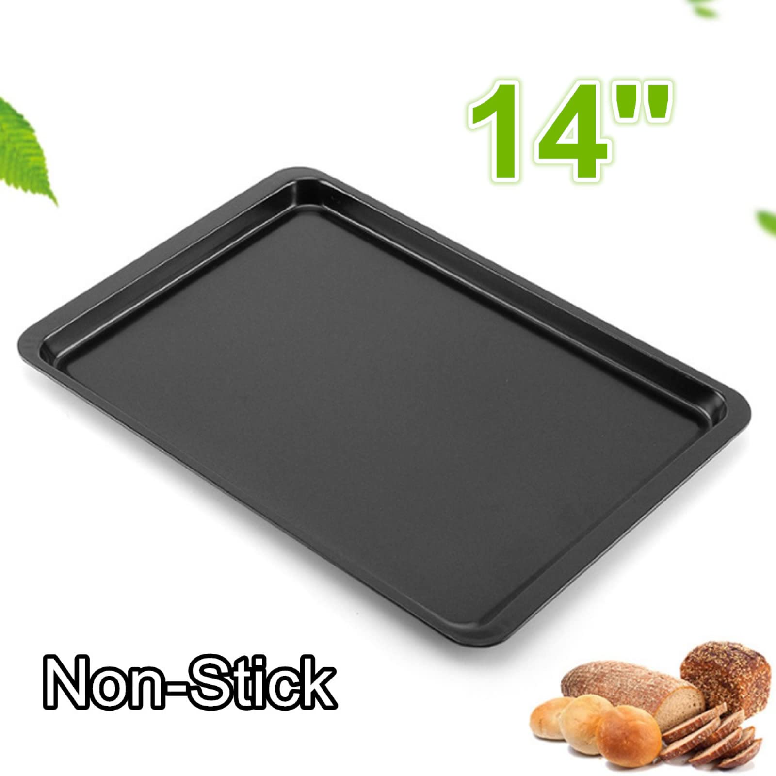 Bandeja para hornear de metal rectangular de acero al carbono antiadherente bandeja para hornear pan bandeja para hornear horno negro bandeja para hornear DIY sartenes para hornear 14 pulgadas