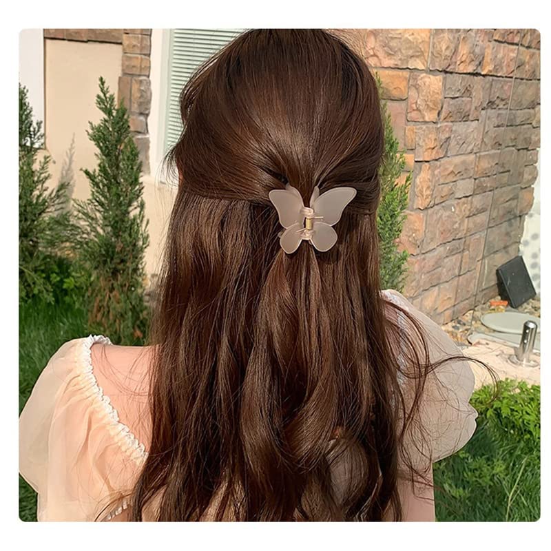 Image of 4PCS Butterfly Hair Claw Clips - Frosted Large-Sized Clutchers for Women & Girls, Strong Hold Hair Accessories (Multicolor)