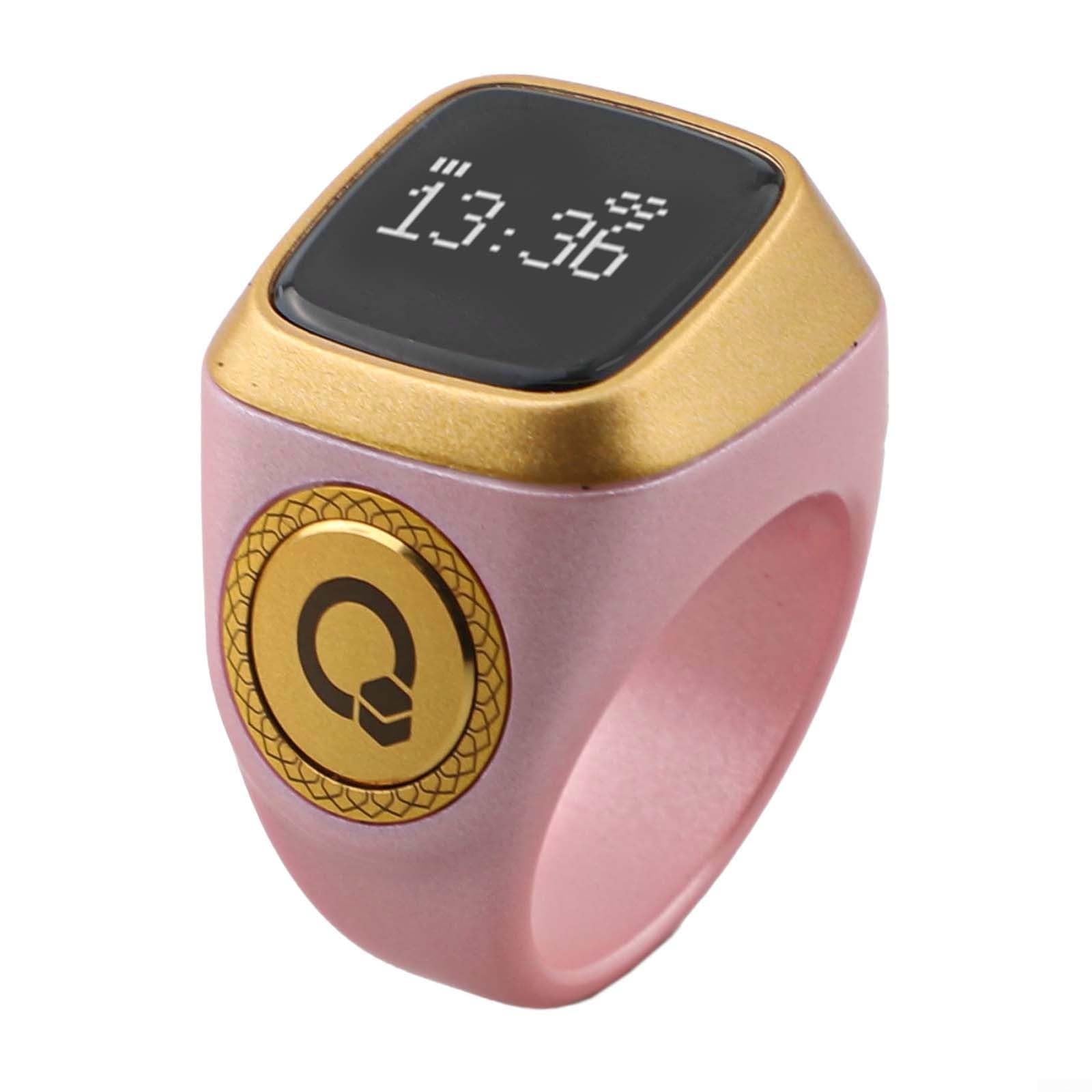 IQibla Smart Digital per anello Zikr con materiale ABS impermeabile, display per il monitoraggio del conteggio, promemoria vibrazioni e app per i tempi di preghiera (20 mm rosa)