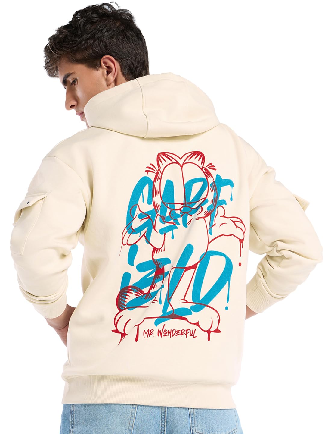 bewakoof Heavy Duty 1.0 Official Garfield Merchandise Men's Graphic Printed Oversized Fit Full Sleeve Fleece Hoodies-picture-19