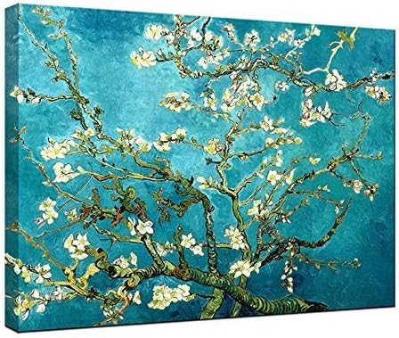 Almond Blossom Modern Framed Floral Giclee Canvas Prints By Van Gogh Famous Oil Paintings Reproduction Flowers Pictures on Canvas Wall Art Ready to Hang for Bedroom Home Decorations