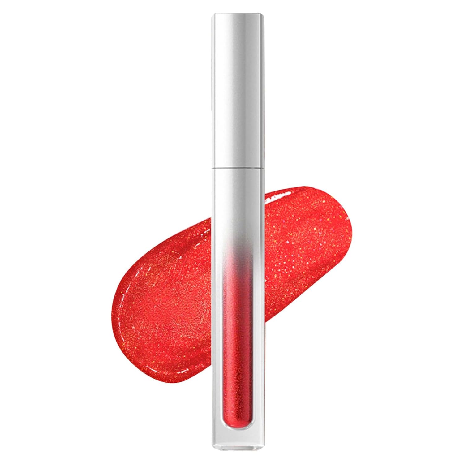 Iridescent Glitter 2 in 1 Makeup Long Lasting Lip Gloss and Liquid Eyeshadow Pearlescent Sheen Red One Size