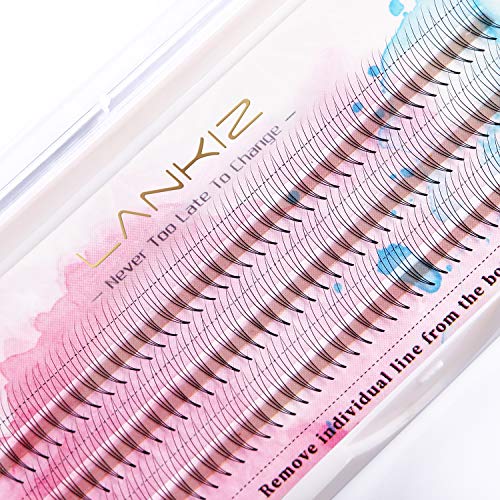 LANKIZ Premade Fans Eyelash Extensions 3D 0.1mm D Curl 12mm Russian Volume Lash Extensions Individual Volume Lashes 8-16mm Pre Made Lash Fans