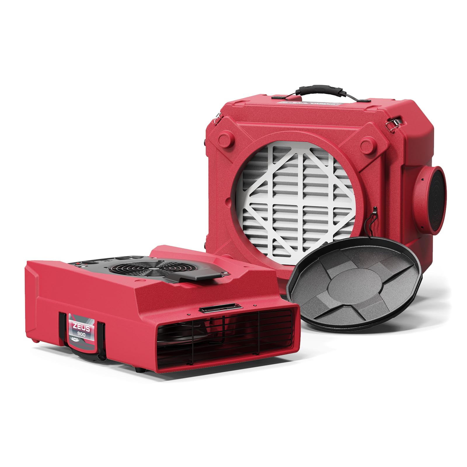 Alorair HEPA Air Scrubber Bundle Deal (Red):950 CFM Air Mover & Stackable 550 CFM Negative Air Machine for Indoor Air Quality & Water Damage Restoration(1*HEPA 550 Air Scrubber,1* Zeus 900 Air Mover)