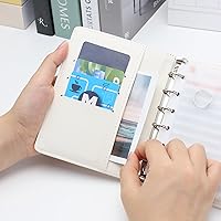 Vista 4 de NatSumeBasics Carpeta blanca A7, sobres para efectivo, carpeta de presupuesto, piel sintética de cocodrilo, cubierta para cuaderno de 6 anillos
