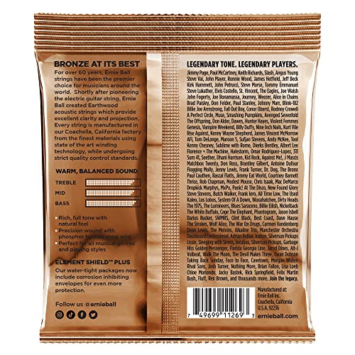 Image of Earthwood Rock and Blues, with Plain G, Phosphor Bronze Acoustic Guitar Strings 3 Pack, 10-52