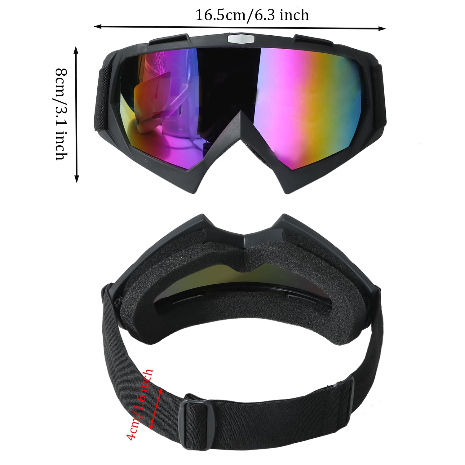 Maschere da Sci, Occhiali da Moto, Occhiali Anti Nebbia e Protezione UV, per Attivit All'Aperto come Sci, per Uomini e Donne