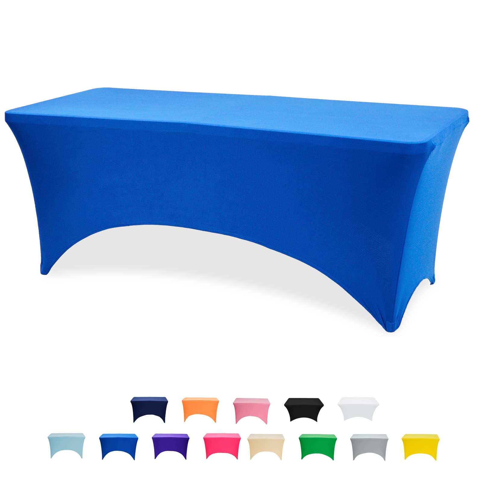 Photo 1 of GFCC Royal Blue Spandex Table Cover - 6FT 1 Pack Stretch Table Covers Rectangle Spandex Tablecloth Elastic Stretch Table Covers for Wedding Party Restaurant Fitted Table Cloth 6FT 1Pack Royal Blue