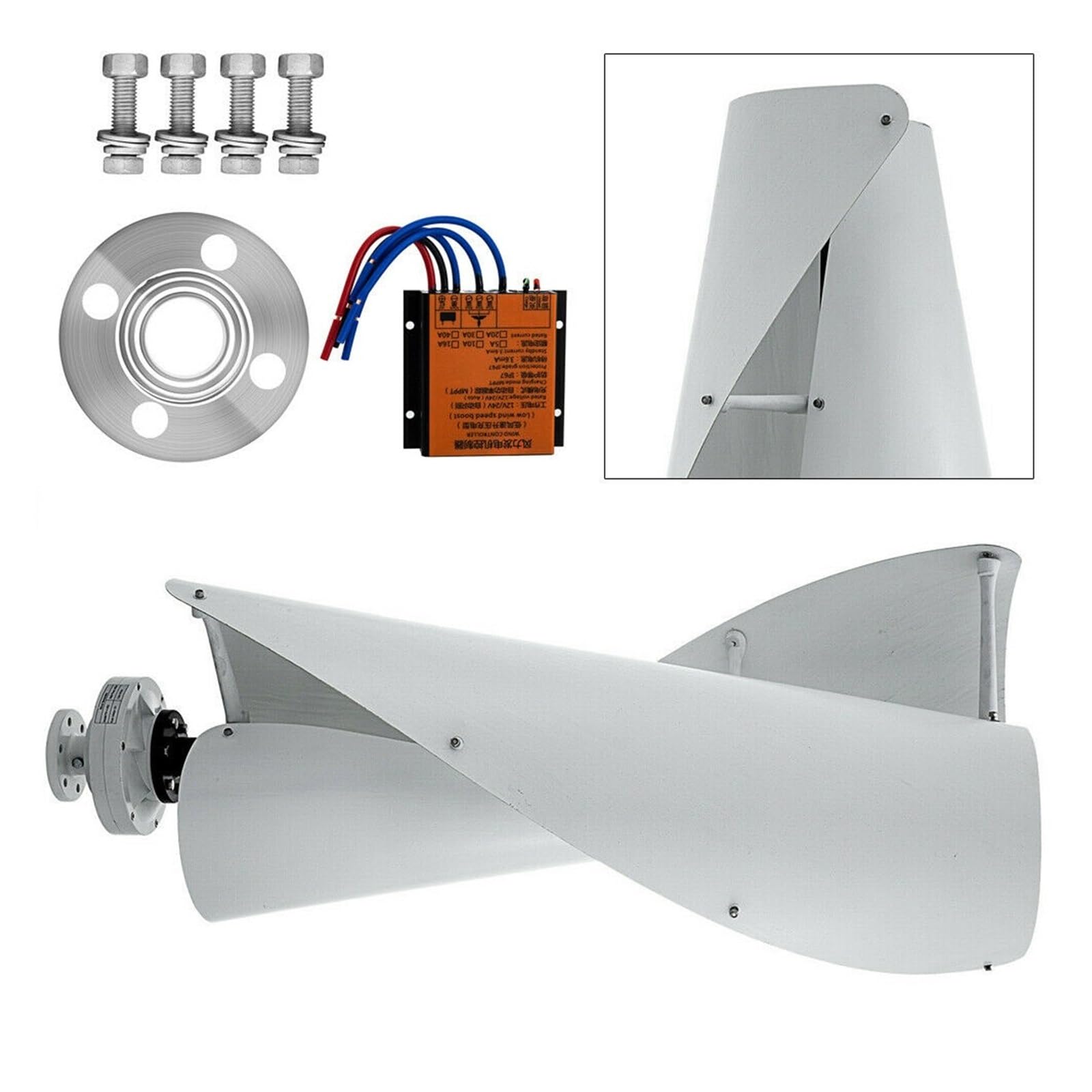 Generatore di turbina eolica verticale 3kw 4kw 6kw Turbina Maglev permanente ad asse 12v 24v 48v con controllo MPPT per casa, barca, marina, giardino(Green,Wind turbine only,12V)