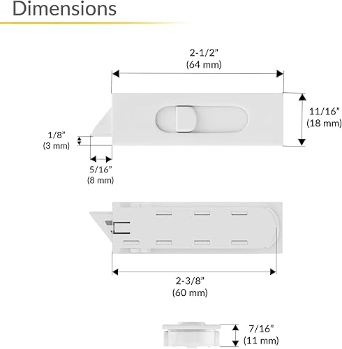 Miniatura 2 de Brixwell Silver Line Snap-in Tilt Latch 85 Series Left Hand, White Finish, Plastic Material, 2-3/8" Length, 11/16" Width, 7/16" Thickness for Tilt
