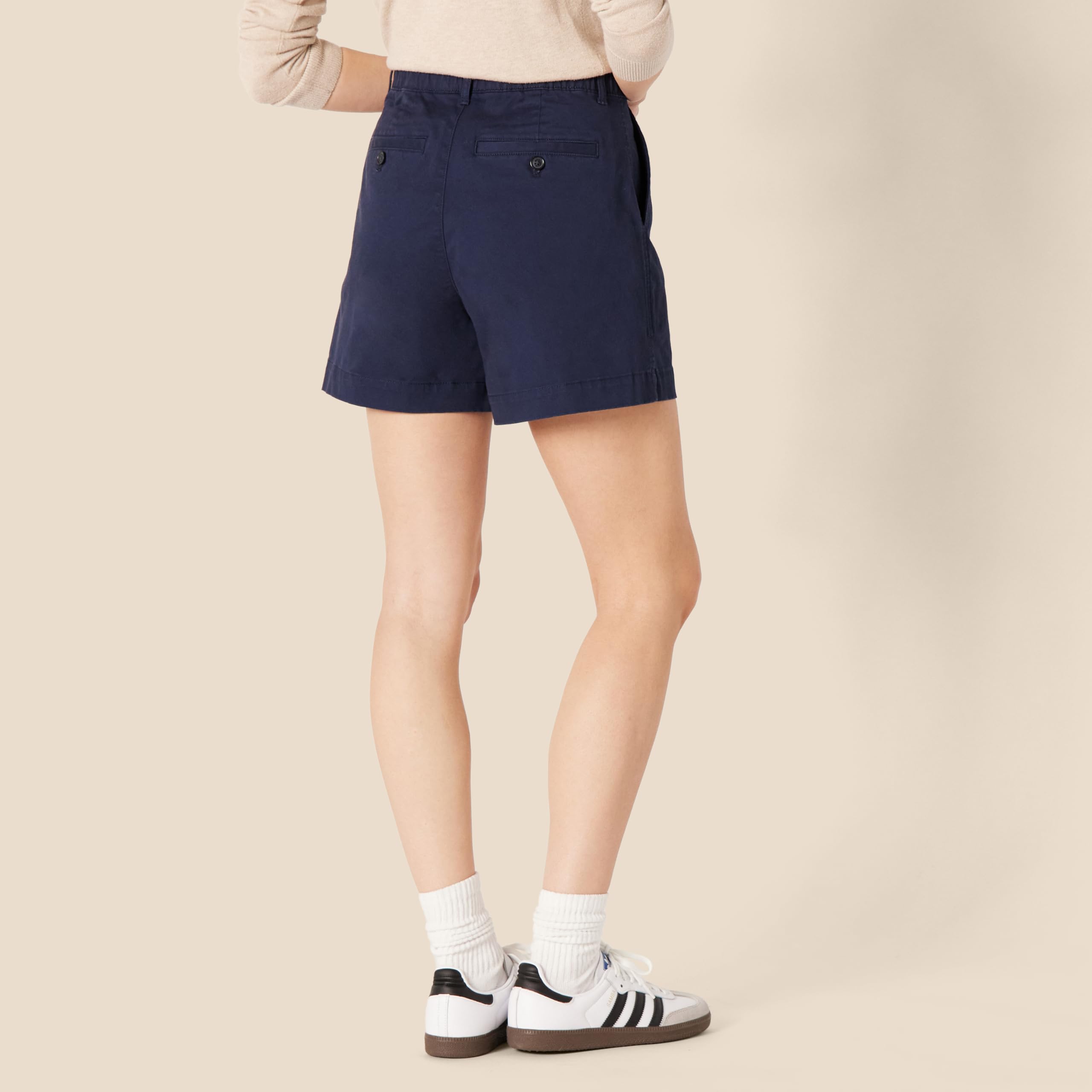 Amazon Essentials Pantalones Cortos de Tiro Alto, Corte Holgado, Cintura Entallada y Parte Trasera Elástica Mujer