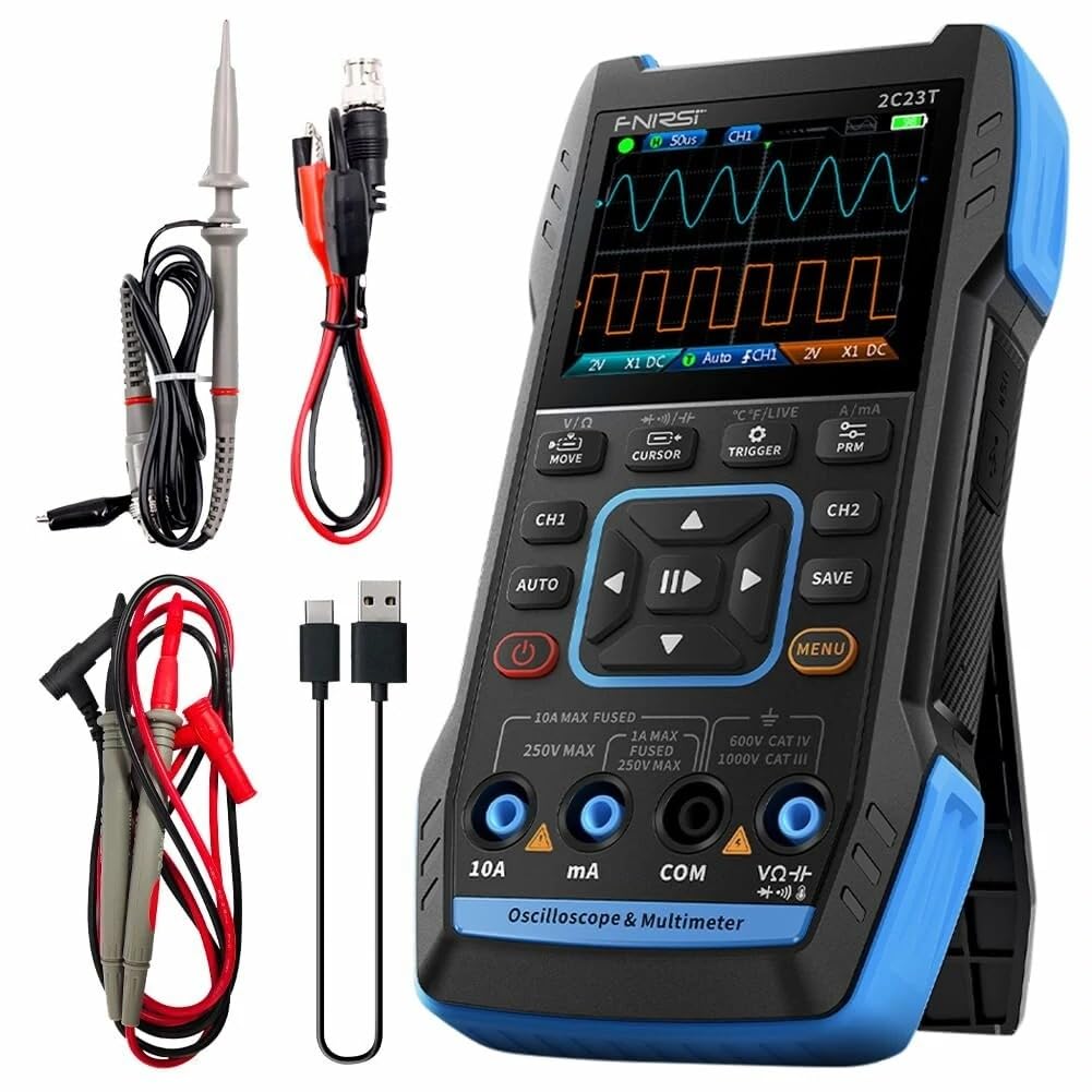 FNIRSI 2C23T 3-in-1 Handheld Oscilloscope Multimeter DDS Generator | 2 Channels, 10MHz Bandwidth | 50MSa/s Sampling Rate | 10000 Counts | Voltage, Current, Capacitor, Resistor, Diode Test. (B0CVB8S935) Amazon Price History, Amazon Price Tracker