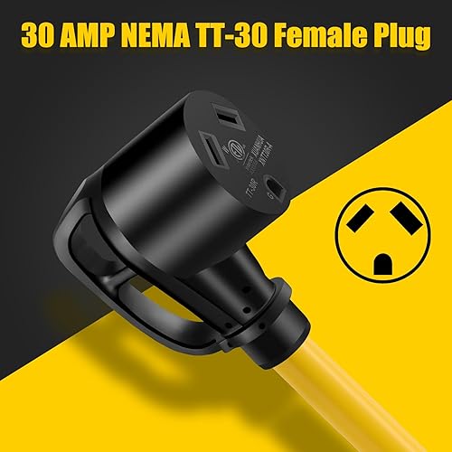 Miniatura 4 de LAZMUMI Cable adaptador de 30 amperios a 110 V, 30 A a 15 A, NEMA 5-15P macho a TT-30R hembra, cable adaptador de corriente resistente 103 STW RV
