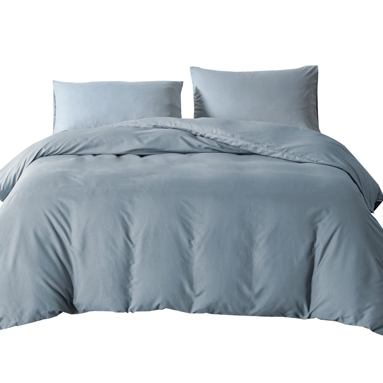 Good Nite Double Duvet Bedding Cover Set Duvet Cover with 2pcs Pillowcases Soft Microfibre Polyester Duvet Cover Sets, Blue Gray