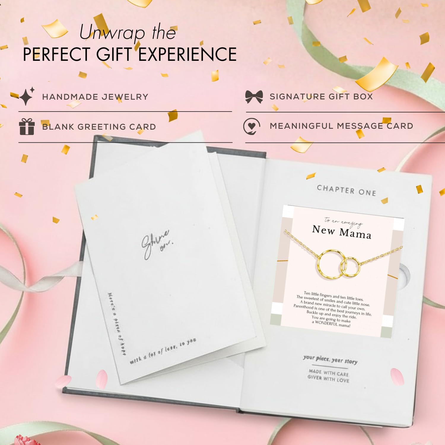 HOPE LOVE SHINE Twins “Mom to Be” Necklace – First Mothers Day Gift for Expecting Mom of Twins – Sterling Silver Double Circle Pendant - Image 6