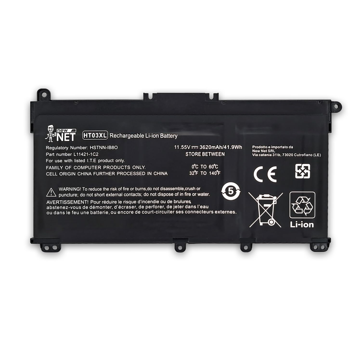 New Net Italy - HT03XL L11119-855 Batteria compatibile con HP Pavilion 15-CS 15S-FQ 14-DK 14-CF 15-CW 15-CR 15-DB 15S-EQ 15-DY 17-BY 15-DA 14-DK, 240 250 470 G7 Series [11.55V 41.9Wh]