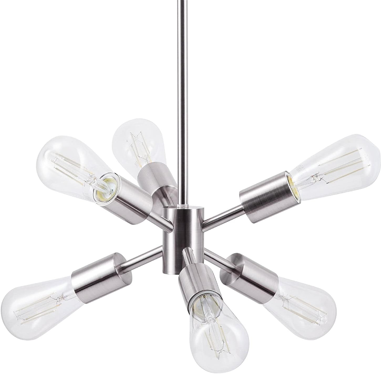 Linea di Liara Stella Medium Brushed Nickel Sputnik Light Fixture Mid Century Modern Chandelier Light Fixtures Ceiling Sputnik Pendant Lighting Starburst Chandelier, UL Listed