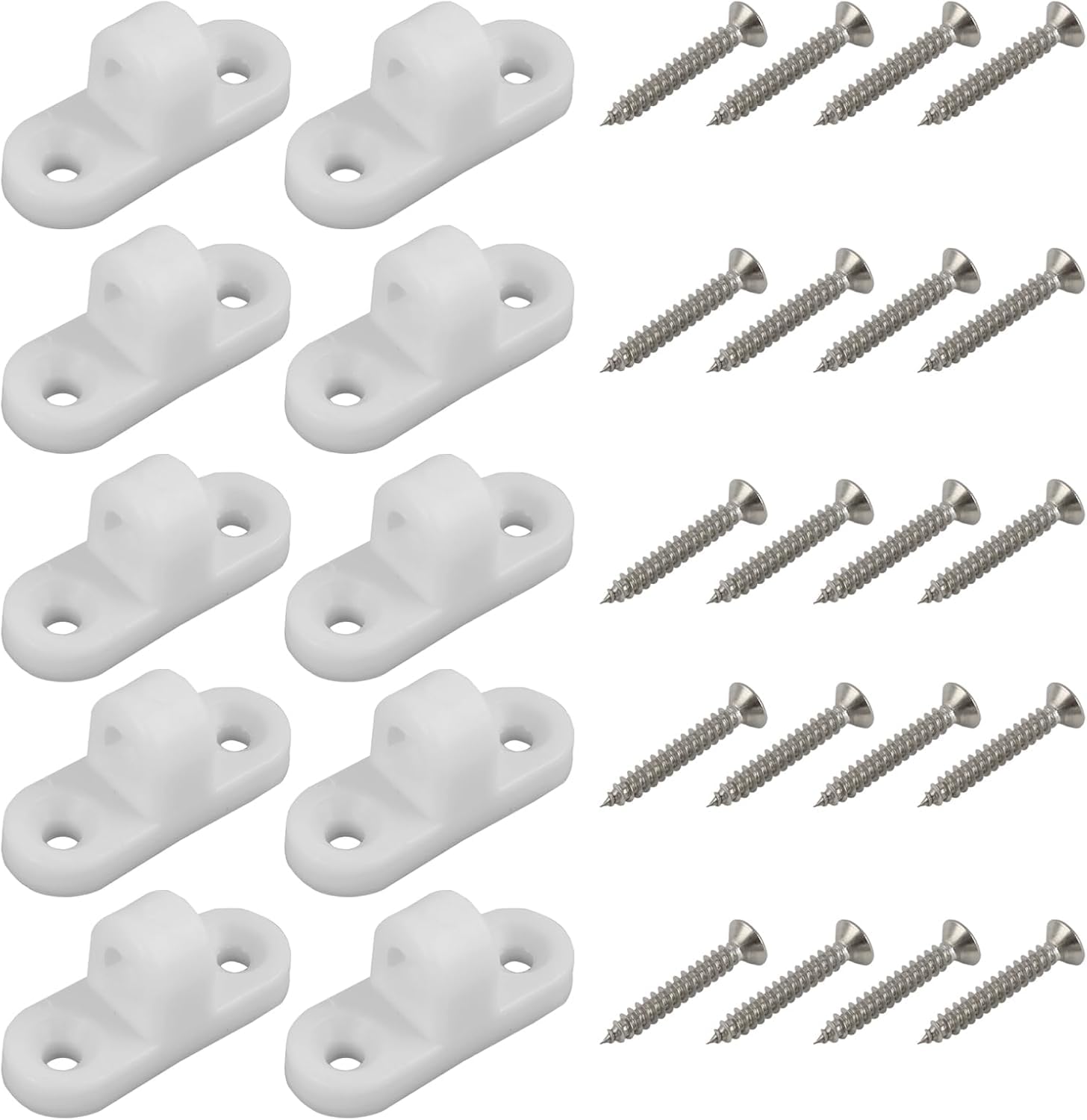 CR-MOESANCO® Juego 10 Soportes de Avance para Caravana y Autocaravana – Fijación Tubos Toldo – Incluye 20 Tornillos INOX – Termoplástico Resistente UV – Soporte Vertical Barra Avance