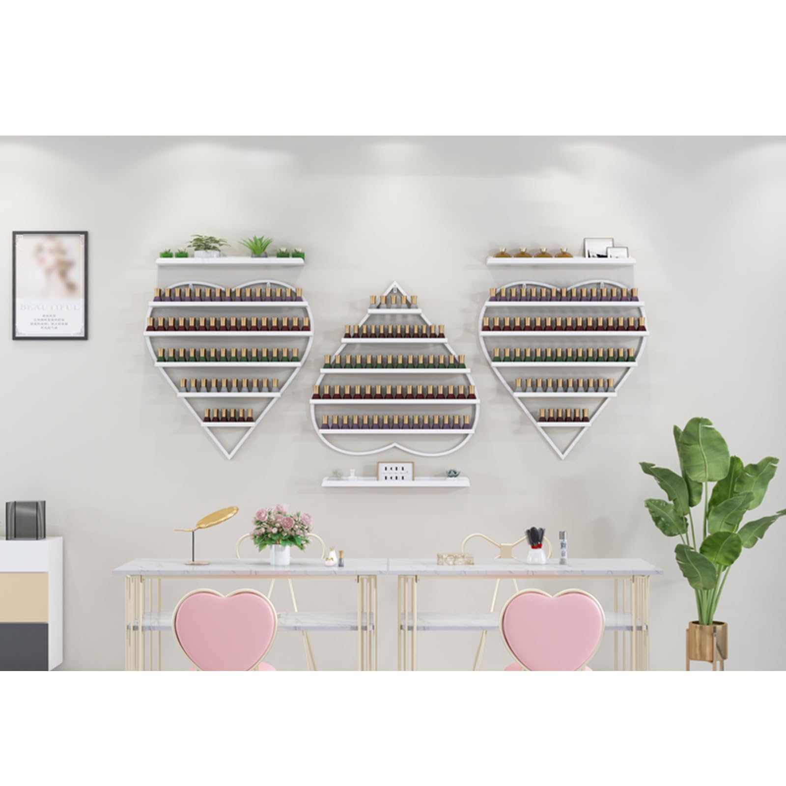LXURY Wall-Mounted Metal Nail Polish Display Rack Nail Polish Wall Rack Nail Polish Racks for The Wall for