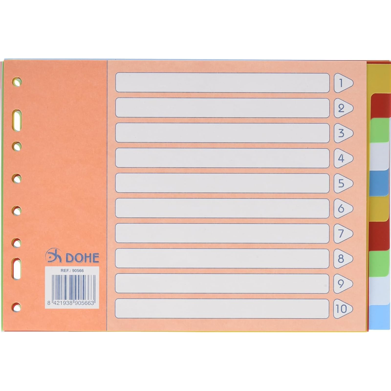 Dohe - Intercalaires classeurs 2 et 4 anneaux (20 unités) - Index format folio (22,7 x 31,5 cm), numérotés 1-20, plastique résistant 120 microns, 16 trous - Couleur grise