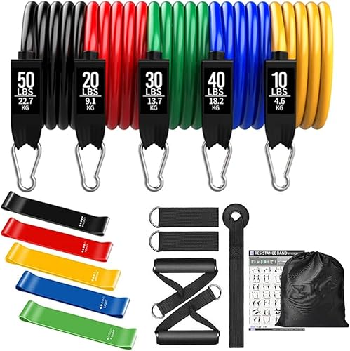 QUUL Juego de bandas de resistencia con anclaje de puerta, correas de tobillo para entrenamiento de resistencia, entrenamientos en casa (color