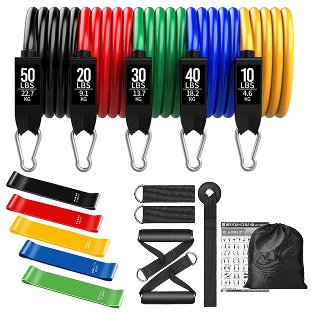 Resistance Bands Set Exercise Bands with Door Anchor Legs Ankle Straps for Resistance Training Home Workouts