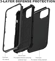 Vista 3 de X-belmox Funda para iPhone 11 [a prueba de golpes] [a prueba de caídas], 3 capas de grado militar, protección trasera dura, carga inalámbrica, funda