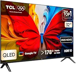 Smart TV TCL 32 Polegadas HD QLED S5K WiFi Bluetooth Google TV 2 HDMI HDR10 Dolby Audio 32S5K