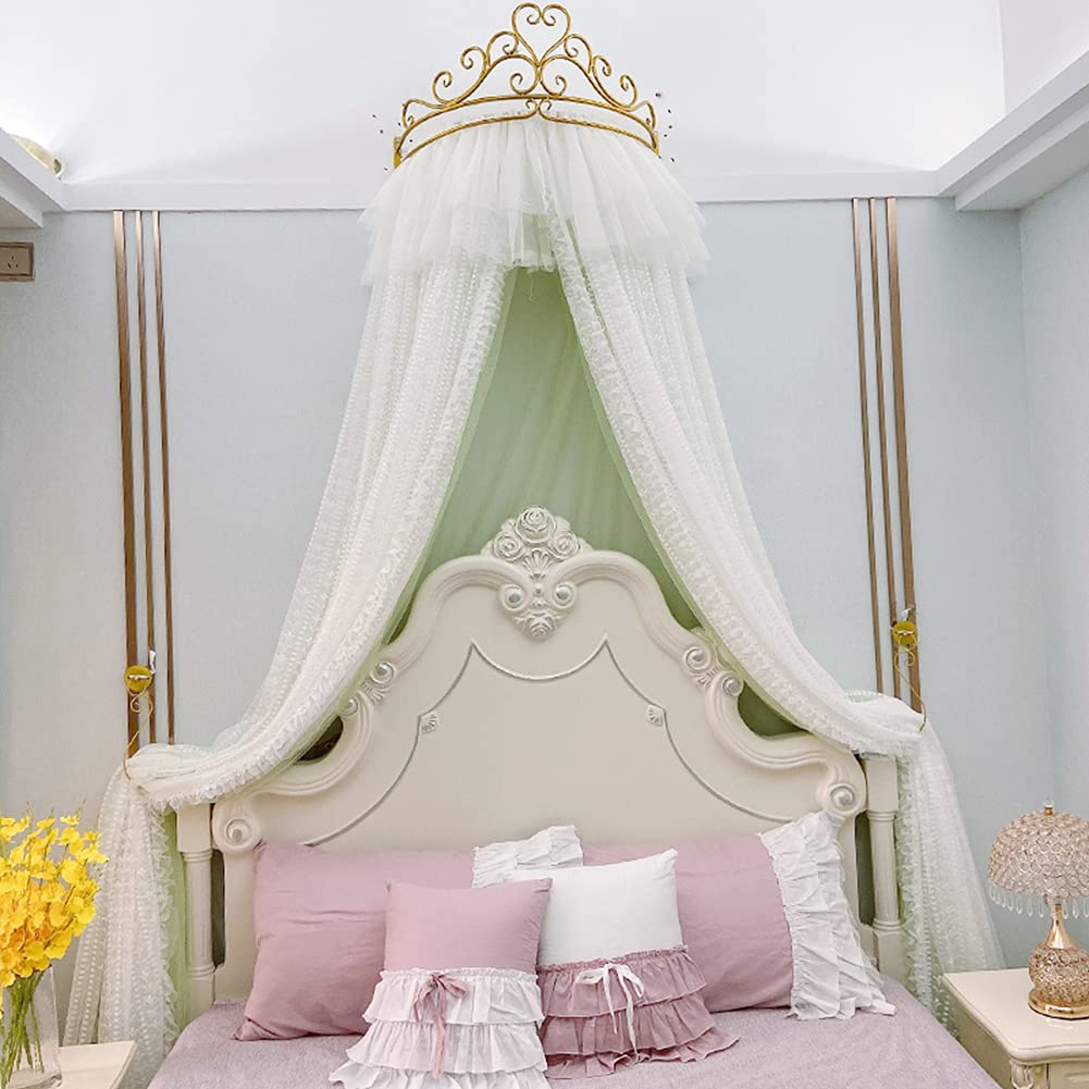 Tenda a Baldacchino per Letto a Cupola Princess per Bambini Tenda Tonda in Cotone con Zanzariera da Appendere al Coperto Tenda da Lettura per Camera da Letto Decorazione per La Scuola Materna