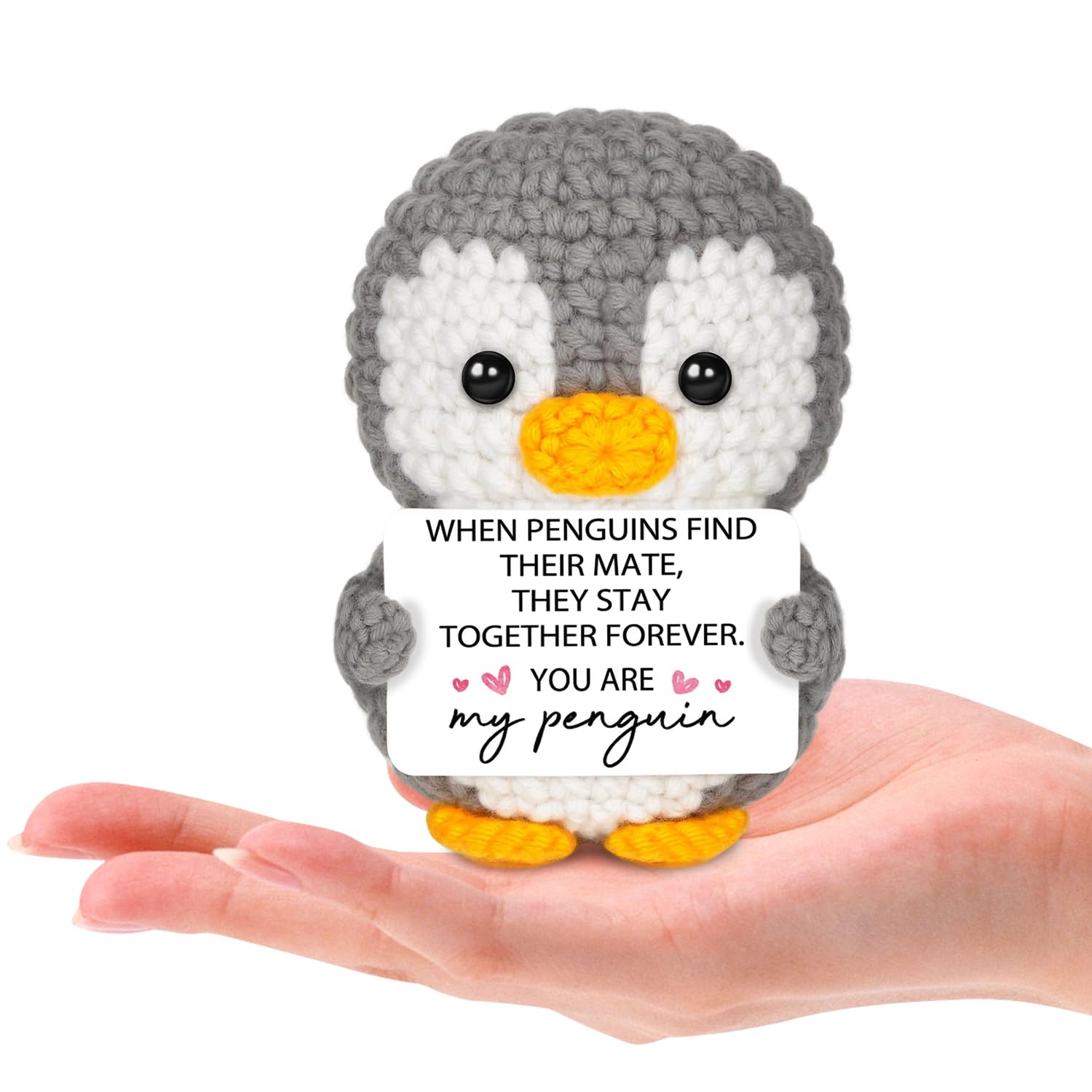 Laicaii Crochet Penguin Gifts for Girlfriend Emotional Support Gift Handmade Positive Crochet Animals, Positivity Gift Couple Present