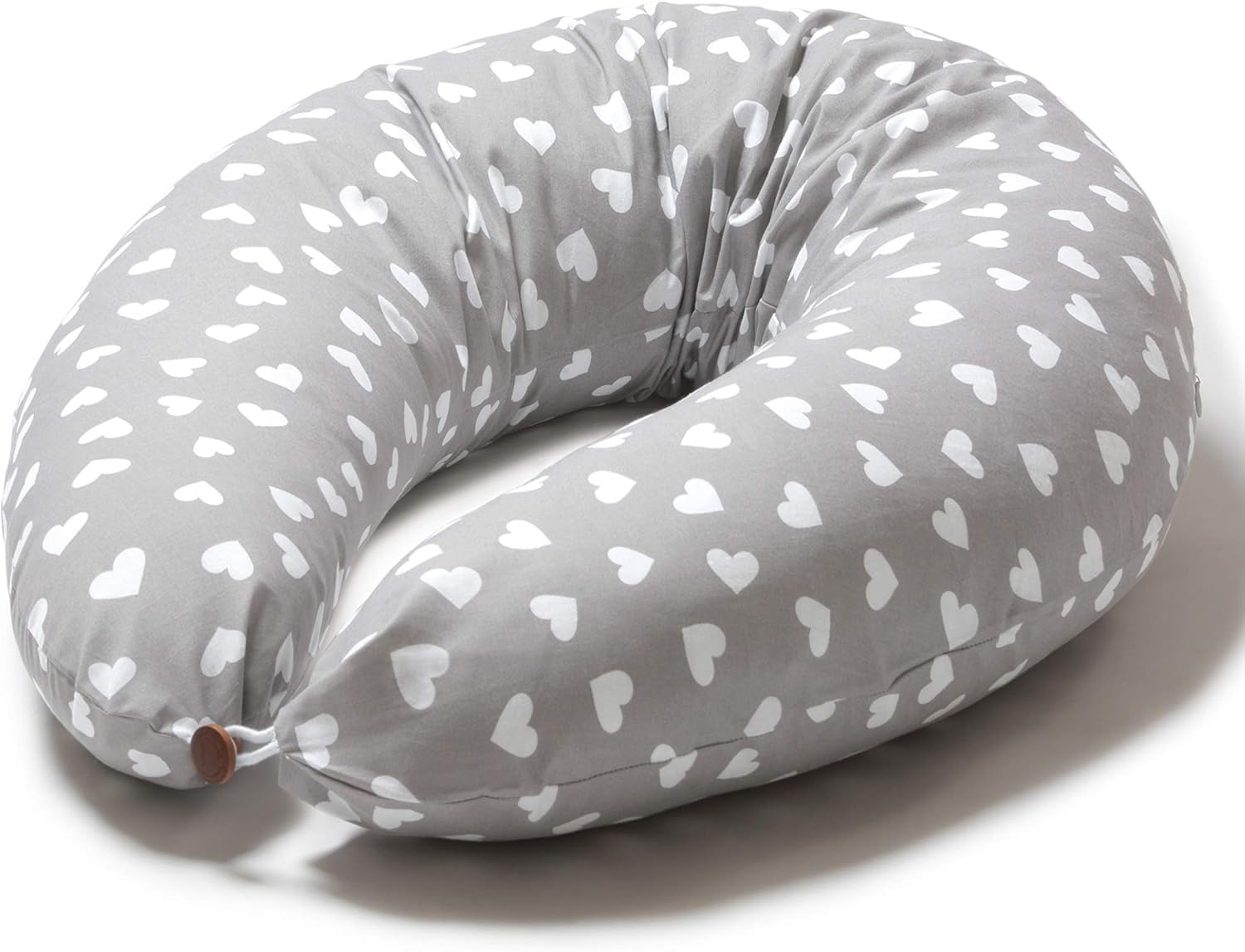 Niimo XXL Pregnancy Pillow & Nursing Pillow - 2-in-1 Design with a 100% Cotton Cover, Machine-Washable, White Hearts (200 x 70 cm)