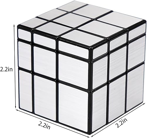 Miniatura 4 de Ahyuan - Juego de cubos de velocidad de espejo, paquete de 2 cubos mágicos, dismorfismo, 3 x 3 x 3 pulgadas, rueda dorada, cubo plateado, cubo de