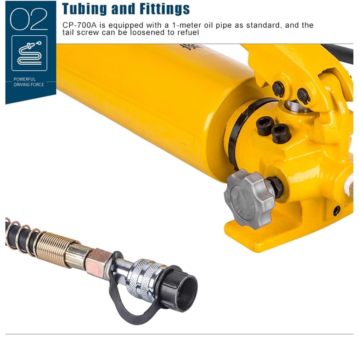 CP-700 Hydraulic Hand Pump, 10000 Psi Manual Hydraulic Pump with 2700CC High Oil Storage Capacity, Hand Lifting Pump, Two-Stage Oil Output Design and Pack Hose Coupler (Color : A)