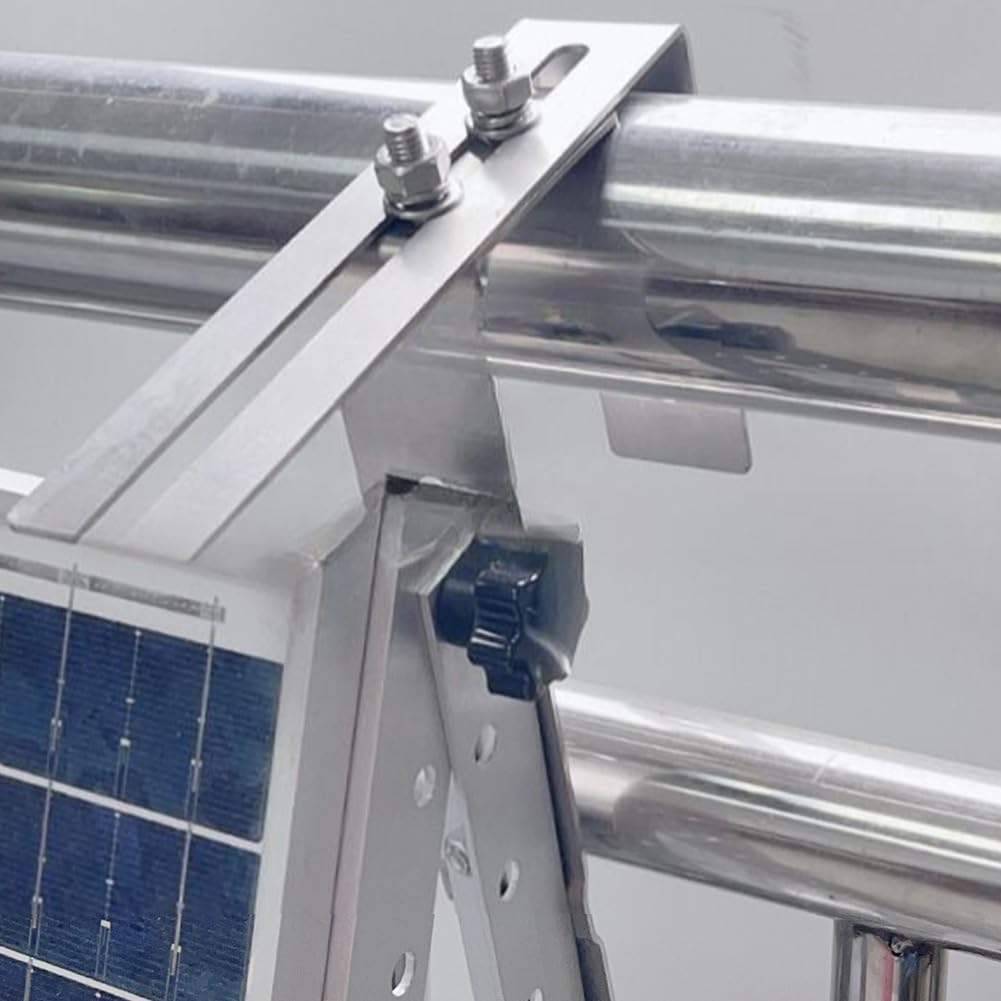 Ganci regolabili pannelli solari in acciaio inox Kit staffe montaggio balcone Supporto modulo fotovoltaico Accessori energia rinnovabile auto o casa Confezione da 2 pezzi