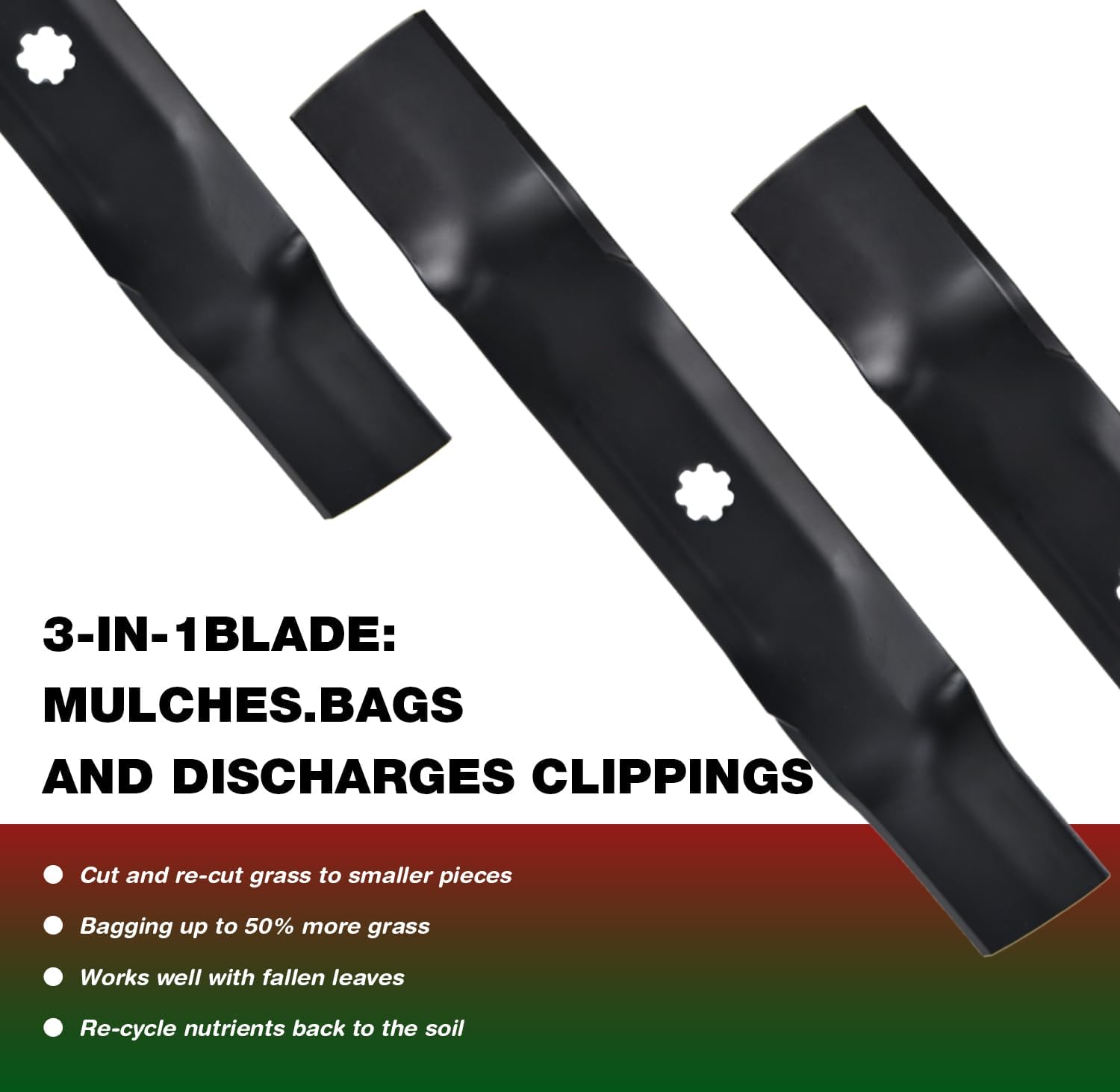 48 inch Mower Mulching Blade Replacement for John Deere LA145 LA155 155C D140 LA140 E150 E160 48'' Deck Lawn Mower Replace for GY20852 GX21784 AM141035 AM137757 (3Pack)