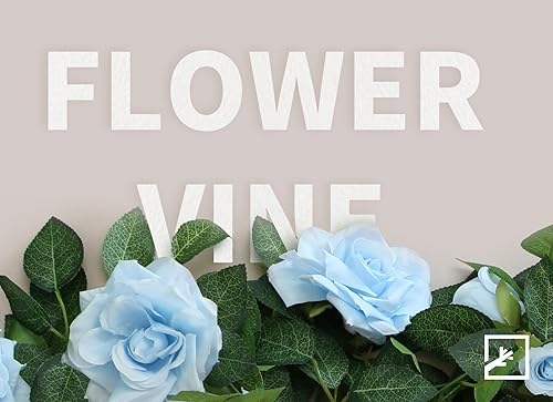 Miniatura 4 de ZIFTY 5 guirnaldas de flores azules de 32.5 pies, enredaderas de flores falsas, guirnalda floral artificial para colgar hiedra rosa para decoración