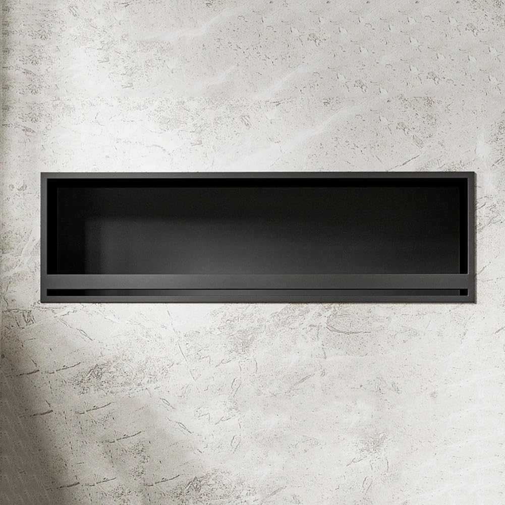 Stauraum im Badezimmer, Duschnische aus Edelstahl, matt, Mehrfarbig, mehrere Größen(Black,320x620x125mm)