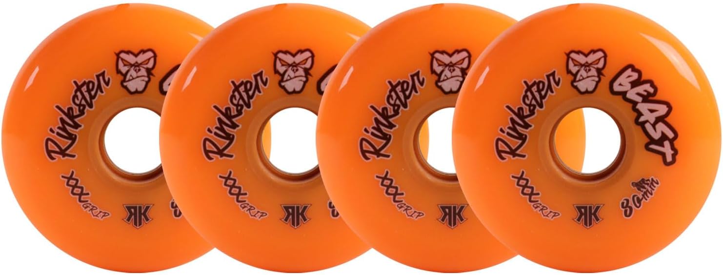 Rink Rat Roller Hockey Wheels Beast 80mm XXX Grip Orange 4-Pack