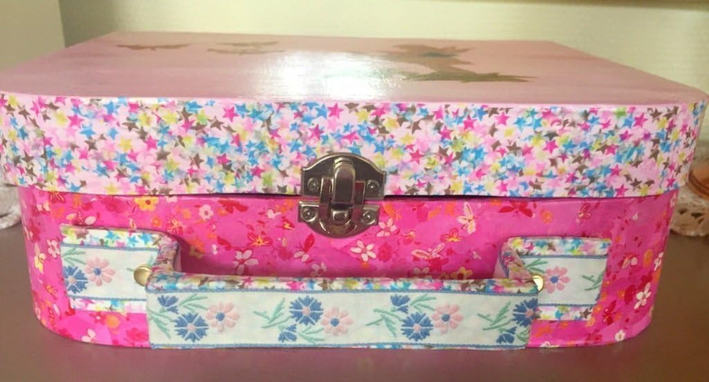 On order gift idea: Retro pink bag out of cardboard personalized hand made - Minis bag - cardboard suitcase - storage books, small treasures