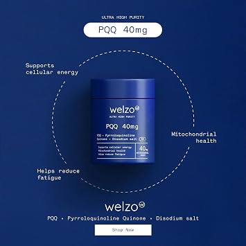 Welzo PQQ 20mg – 99%+ Ultra High Purity Pyrroloquinoline Quinone – Bio-Identical Mitochondrial & Cellular Energy Support – High Potency Antioxidant – 60 Capsules