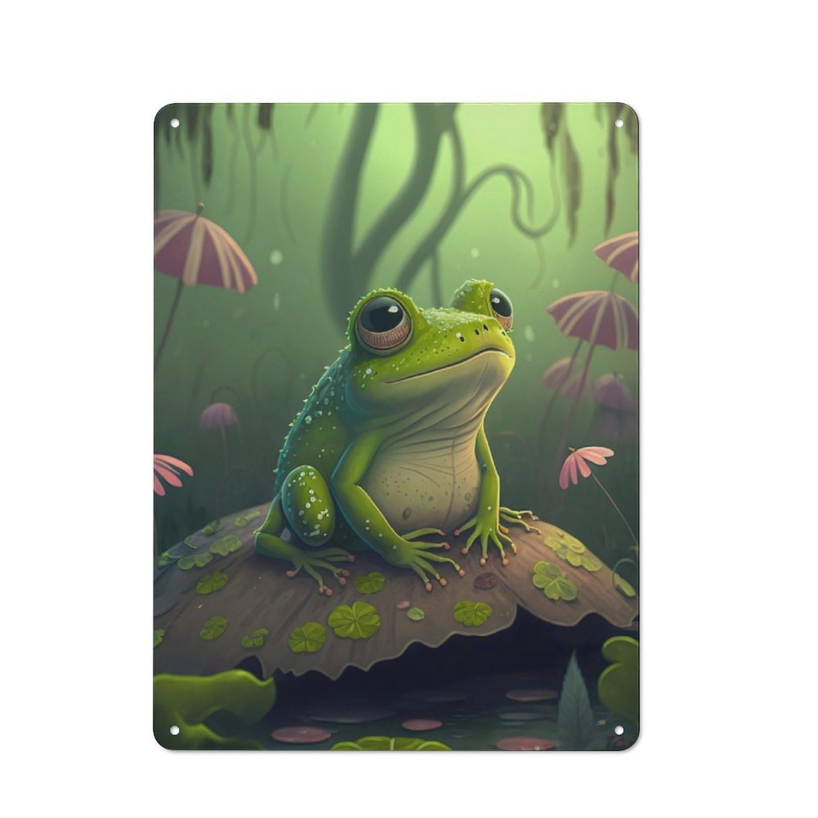Junmoney Frog Cartoon Animal Kitchen Metal Sign With Design 40X30cm, Cosy Kitchen Wall Decor For Coffee Bar, Kitchen, Bistro Or Tea Corner