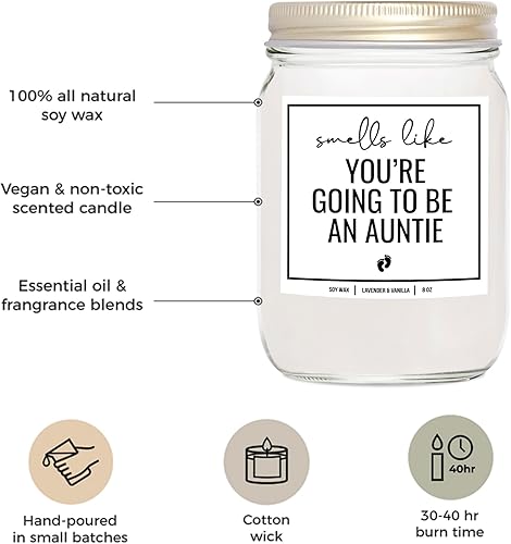 Miniatura 2 de YouNique Designs Anuncio de embarazo para tía, hermana, tía vela de 8 onzas  Regalo de anuncio de embarazo para tía  Huele como si fuera una tía
